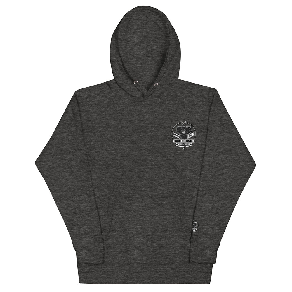 Broad Street Kickboxing - Embroidered Hoodie Dark Grey Front Open - Broad Street Kickboxing Broad Street Kickboxing - Embroidered Hoodie Dark Grey Front Open