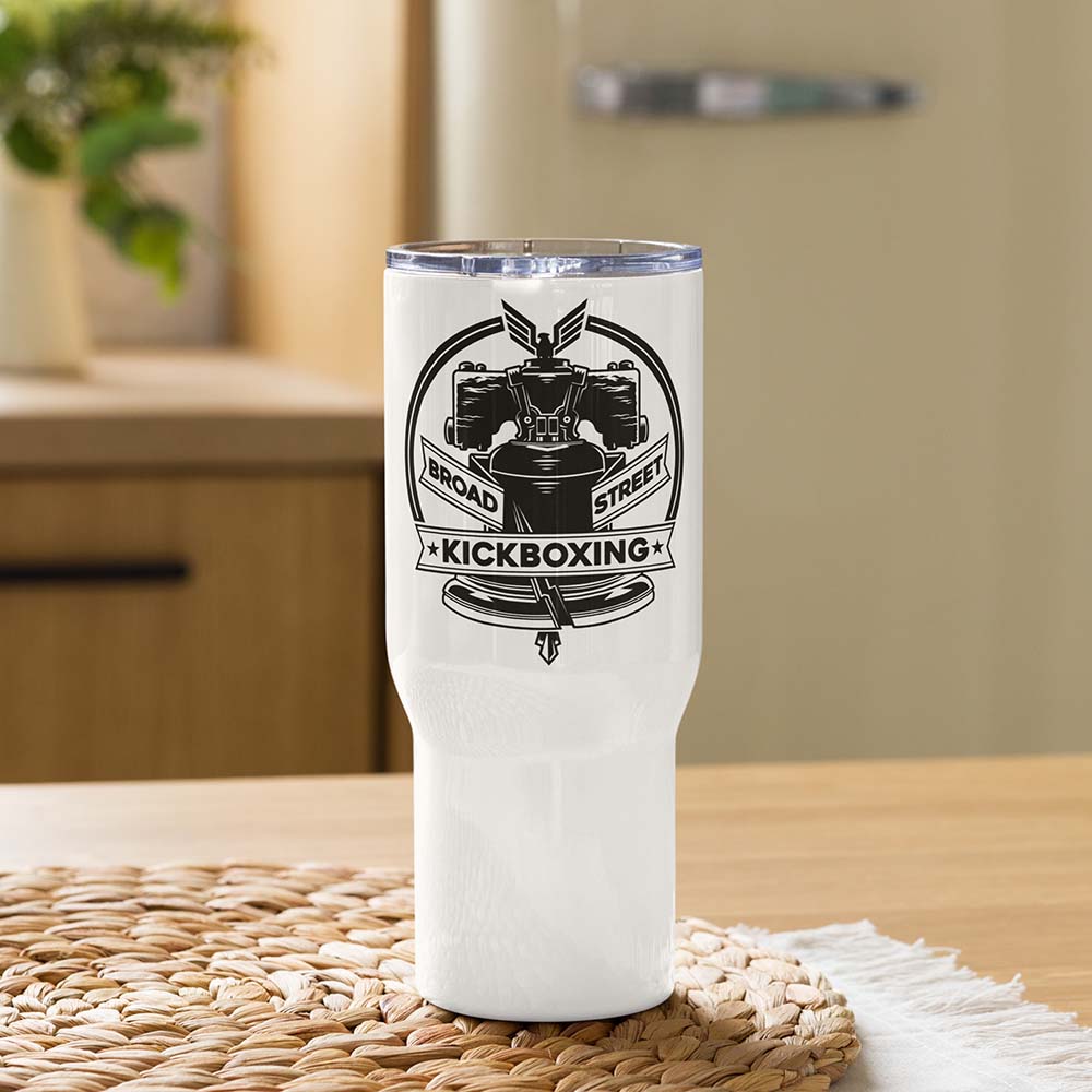 Broad Street Kickboxing - White Travel Mug Front 2 - Broad Street Kickboxing Broad Street Kickboxing - White Travel Mug Front 2